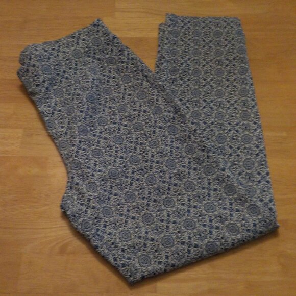 Tribal Women Pants Blue Print Size 10 Stretch - Picture 1 of 4